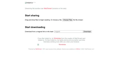 Screenshot preview of instant.io