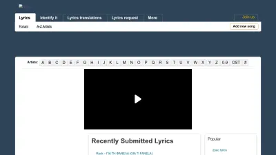 Screenshot preview of allthelyrics.com