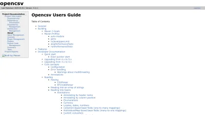 Screenshot preview of opencsv.sourceforge.net