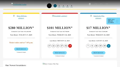 Screenshot preview of calottery.com