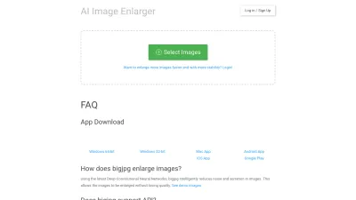 Screenshot preview of bigjpg.com