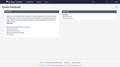 Screenshot preview of bugreports.qt.io