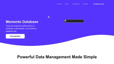 Screenshot preview of mementodatabase.com