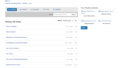 Screenshot preview of libguides.wits.ac.za