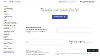 Screenshot preview of ydf.readthedocs.io