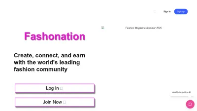 Screenshot preview of fashonation.com