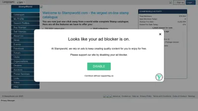 Screenshot preview of stampworld.com