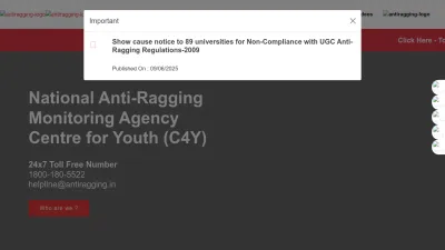 Screenshot preview of antiragging.in