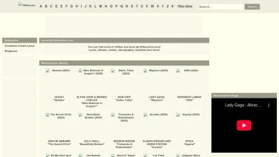 Screenshot preview of oldielyrics.com