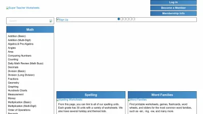 Screenshot preview of superteacherworksheets.com