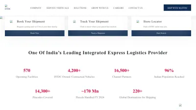 Screenshot preview of dtdc.in