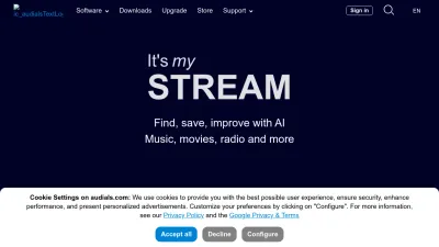 Screenshot preview of audials.com