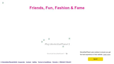 Screenshot preview of moviestarplanet.com