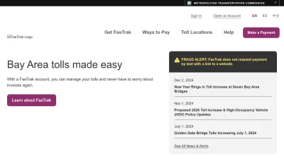 Screenshot preview of bayareafastrak.org