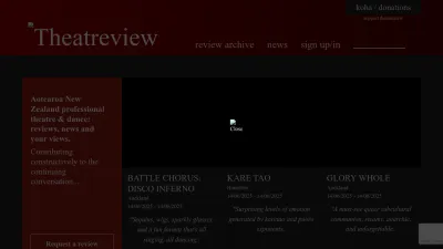 Screenshot preview of theatreview.org.nz