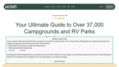 Screenshot preview of allstays.com