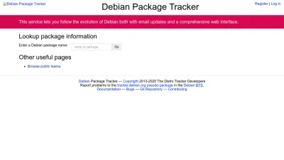 Screenshot preview of tracker.debian.org