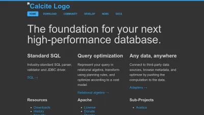 Screenshot preview of calcite.apache.org