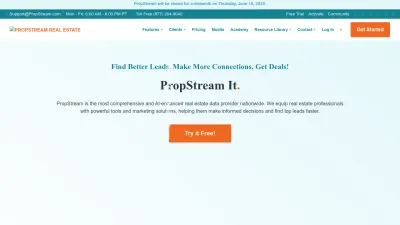 Screenshot preview of propstream.com