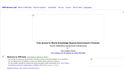 Screenshot preview of vpngate.net