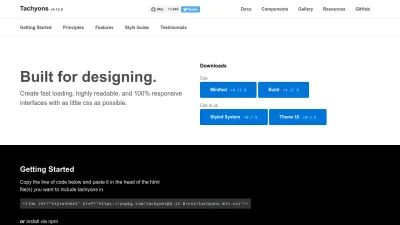 Screenshot preview of tachyons.io