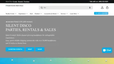 Screenshot preview of quietevents.com