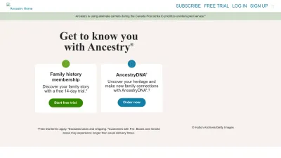 Screenshot preview of ancestry.ca