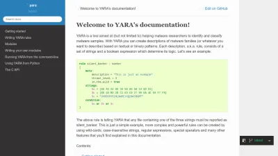 Screenshot preview of yara.readthedocs.io