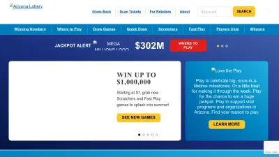 Screenshot preview of arizonalottery.com
