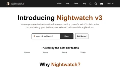 Screenshot preview of nightwatchjs.org