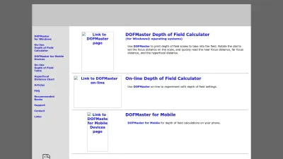 Screenshot preview of dofmaster.com