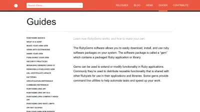 Screenshot preview of guides.rubygems.org