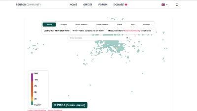 Screenshot preview of sensor.community