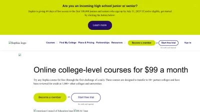 Screenshot preview of sophia.org