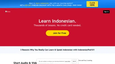 Screenshot preview of indonesianpod101.com