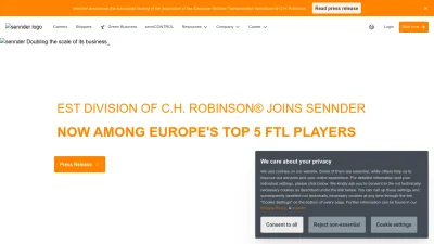 Screenshot preview of sennder.com