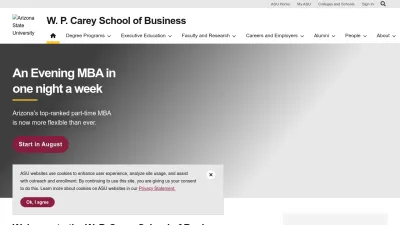 Screenshot preview of wpcarey.asu.edu