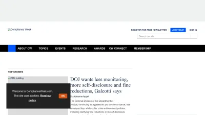Screenshot preview of complianceweek.com