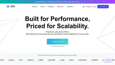 Screenshot preview of zilliz.com