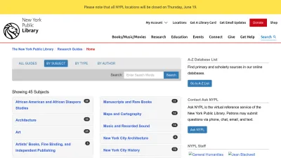 Screenshot preview of libguides.nypl.org