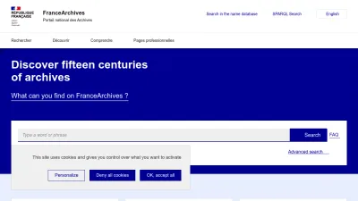 Screenshot preview of francearchives.gouv.fr