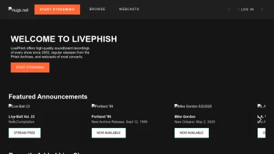 Screenshot preview of livephish.com