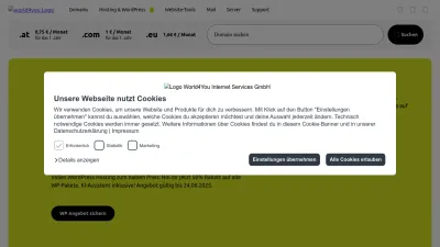 Screenshot preview of world4you.com