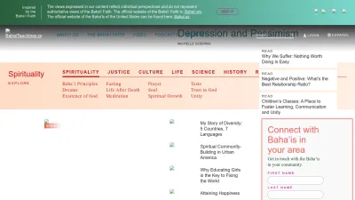Screenshot preview of bahaiteachings.org