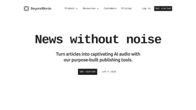 Screenshot preview of beyondwords.io