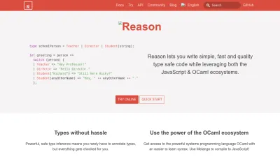Screenshot preview of reasonml.github.io