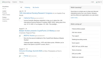 Screenshot preview of upcoming.org