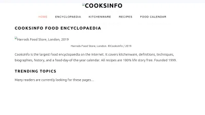 Screenshot preview of cooksinfo.com