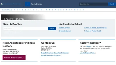 Screenshot preview of profiles.utsouthwestern.edu