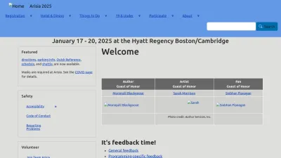 Screenshot preview of arisia.org